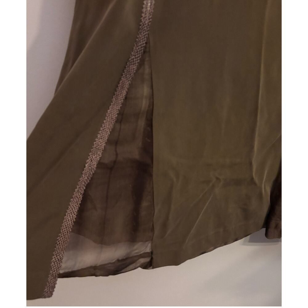 Vera Crutina Silk Skirt 14 Brown Snake Belt Sheer Panel Midi Boho Festival - Picture 5 of 7